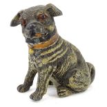 An early 19thC cold painted metal pug, unmarked, 4cm high. Provenance: The Estate of Miss Rachel