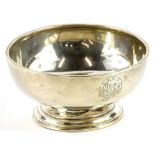 A plain silver bowl, engraved to the circular cartouche Union Club, London 1905, makers stamp to