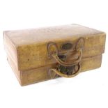 A 19thC leather dispatch box, previously the property of Henry Gore Wright, youngest son of