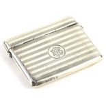 A George V engine turned silver cigarette case, with double hinged lid, Birmingham 1912, 3¾oz.