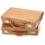 Two small leather suitcases. (AF) Provenance: The Estate of Miss Rachel Monson.