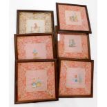Late 19th/early 20thC School. Children, watercolour on silk and lace handkerchiefs, a set of six.