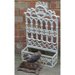 A Victorian style wall mounted shelf or compartment, decorated with gothic, etc., 68cm x 40cm, and a