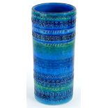 An Italian Bitossi type pottery vase, decorated in shades of blue and green, impress mark to