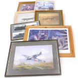 Various aviation signed prints, to include after John Larder, Lancaster bomber bearing various