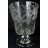 A large early 19thC glass rummer, decorated with ferns, with tapering bowl and a baluster stem, 18cm