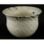 A Kate Rathbone smoke fired studio pottery bowl, with stylised striped decoration, 20cm high.