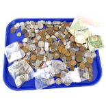 A large quantity of British and foreign silver, nickel silver and bronze coins etc.