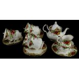 A Royal Albert Old Country Roses pattern part tea service.