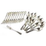 A collection of continental silver plated cutlery, stamped to each piece, engraved to the handle