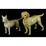 A Goebel ceramic model of a Labrador, no. 1968, and a Beswick bull terrier.