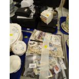 Various World and GB stamps, two gent's wrist watches, a Garmin Sat Nav etc. (1 tray and loose).