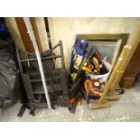 A Stihl HS80 petrol hedge cutter, various tools, and a tree pruning harness, etc.
