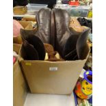 Equine related items, to include a leather saddle, bridle, etc. (1 box).