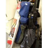 Two golf bags, a Thule 451 roof rack, litter picker, etc.