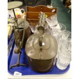 Various drinking glasses, copper kettle etc. (1 tray).