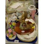 Decorative china effects, to include an oriental style part tea service, a bird figure group,
