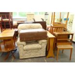 Sundry furniture, to include an oval topped coffee table, drop leaf table, various chairs, trunk,