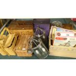 General household effects, to include wicker baskets, Airfix W.A.S.A. kit, two hanging light