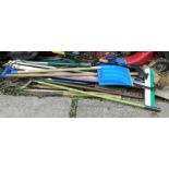 Various hand tools, snow shovel, rake, various other items, brush, etc. (a quantity)