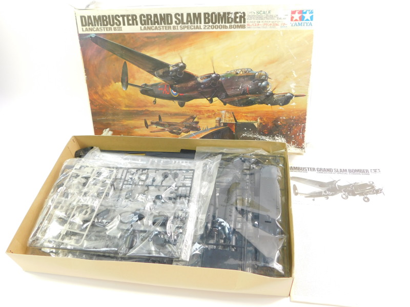 A Tamiya kit model of a Dambuster Grand Slam Bomber, Lancaster BIII, scale 1:48 no. 10, boxed.