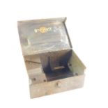 A Handy-Utility metal tool box, bears decal to lid internally, 15cm high, 32.5cm wide, 21cm deep.