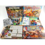 Three Games Workshop fantasy games, comprising Advanced Space Crusade., Blood Bowl., and Adepetus