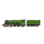 A Bassett-Lowke O gauge locomotive and tender 'Flying Scotsman', 3-rail electric, LNER green livery,