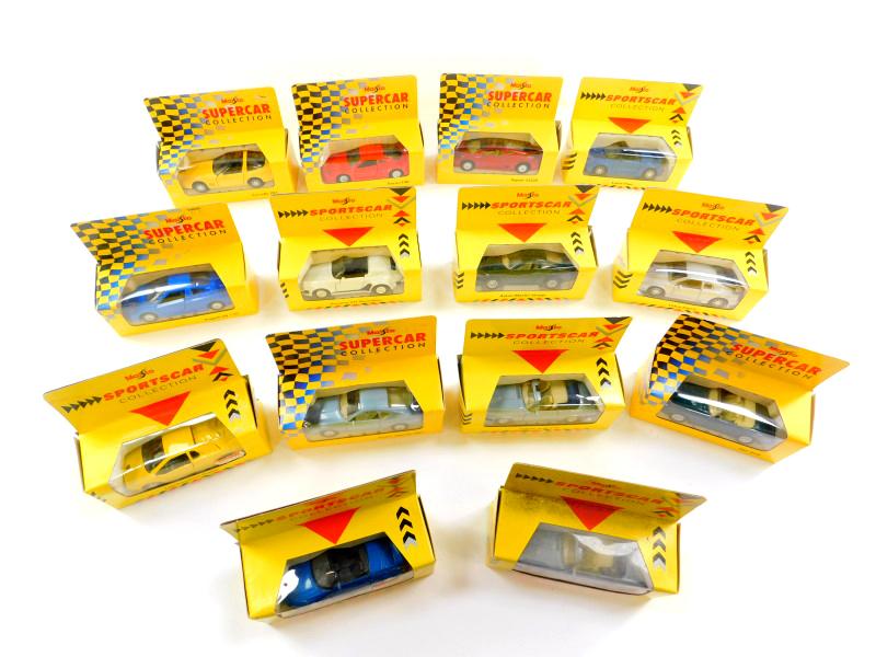 Maisto die cast Super Car and Sports Car Collection vehicles, boxed, including a Corvette ZR1,