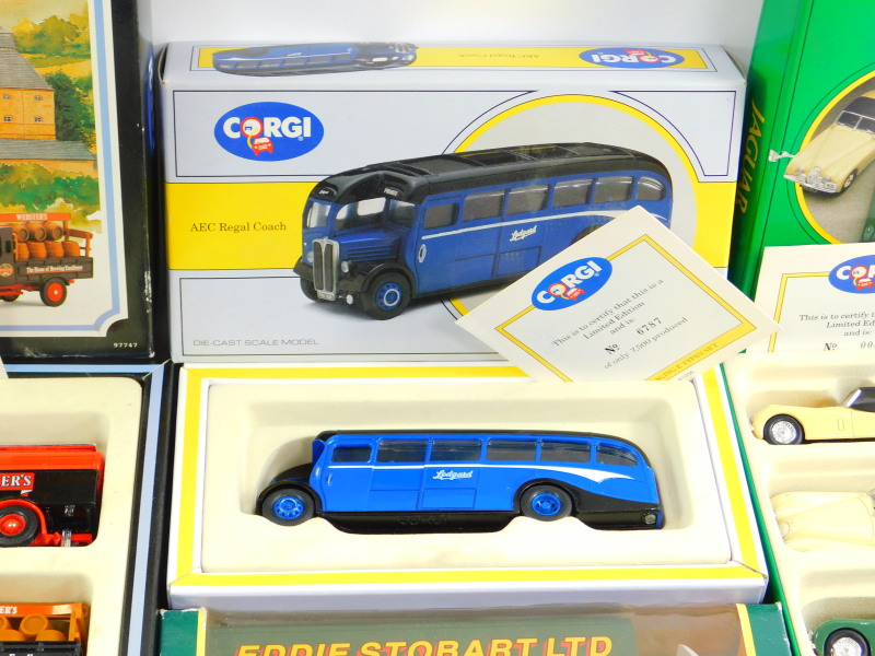 Corgi die cast model cars, buses and lorries, including an AEC Regal coach, Jaguar 1953 RAC rally - Image 4 of 9