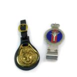 A J R Gaunt 1950's chrome and enamel Welsh Guards car badge, together with a Welsh Guards horse