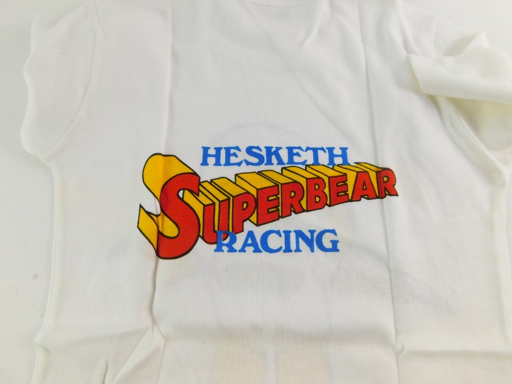 A Mid 1970's Hesketh Racing 'Superbear' lady's 'pit girl' t-shirt, white cotton with applied logo to - Image 4 of 4