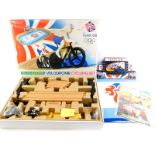 A Scalextric velodrome cycling set, boxed.