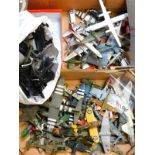 Die cast military and commercial aeroplanes, fighters and bombers, helicopters, etc, together with