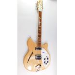 A Rickenbacker 360 maple glo semi hollow electric guitar, maple cased, six string, with five