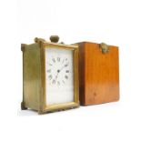 A Mignonnette Remontoir brass cased miniature carriage clock, rectangular dial bearing Roman