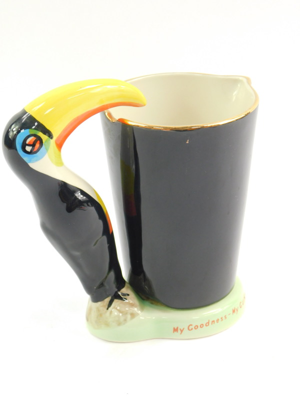 A Carltonware pottery My Goodness My Guiness jug, modelled with a toucan handle, printed mark, 18. - Image 3 of 5