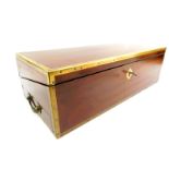 A Victorian mahogany and brass bound writing slope, with a fitted interior, with key, 51cm wide,