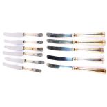 Six George VI silver handled fruit knives, Sheffield 1936, and five further silver handled fruit