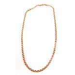 A 9ct rose gold belcher link neck chain, on a lobster claw clasp, 20.0g.