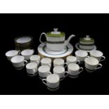 A Royal Doulton porcelain part tea and coffee service, decorated in the Rondelay pattern, H5004,