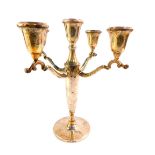 A silver five branch candelabrum, Birmingham 1959, 17.39oz all in, 26cm high. (AF)