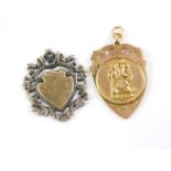 A 9ct gold St Christopher medallion, of shield form, verso foliate engraved, with shield reserve