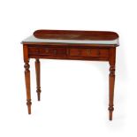 A Victorian mahogany side table, with two frieze drawers, raised on turned legs, 79.5cm high, 90cm