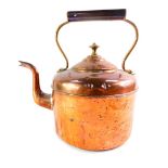 A large Victorian copper kettle, 33cm high.