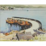 Albert Gordon Thomas RSW (Scottish, 1893-1970). Harbour scene with fishing vessels, watercolour,