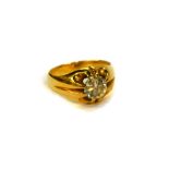 A gentleman's diamond solitaire signet ring, claw set in yellow metal, approximately 1.5cts, size