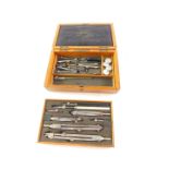 A BWC Draughtsman's drawing set, contained in a light oak case.