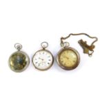 A Victorian gentleman's silver cased pocket watch, open faced, key wind, enamel dial bearing Roman