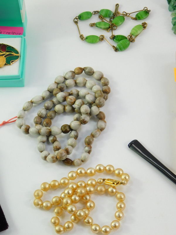 Silver and costume jewellery, including earrings, crystal necklaces, Toledo Damascene bangle, - Image 4 of 6